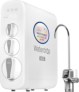Waterdrop G3P600 Reverse Osmosis System, 8 Stage Tankless Reverse Osmosis Water Filter, NS