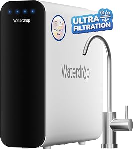 Waterdrop TSU 0.01 Micron Ultra Filtration Under Sink Water Filter System, 3-Stage Tankles