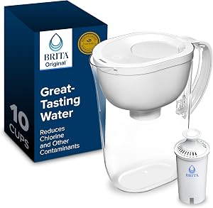 Brita Large 10-Cup Water Filter Pitcher, WQA NSF/ANSI Certified, Removes Chlorine Taste &a