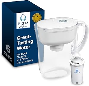 Brita Metro Small 6-Cup Water Filter Pitcher, WQA NSF/ANSI Certified, Mini-Fridge Friendly