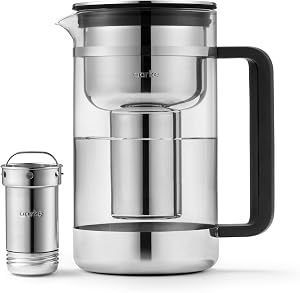Aarke Purifier - Premium Glass and Stainless Steel Water Filter Pitcher, Refillable Filter