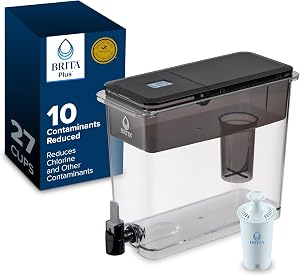Brita Extra-Large 27-Cup Water Dispenser with BritaPlus Filter, WQA NSF/ANSI Certified, Re