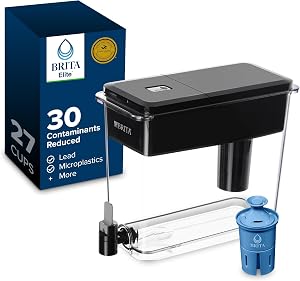 Brita Extra-Large 27-Cup Elite Water Filter Dispenser, WQA NSF/ANSI Certified, Reduces 99%