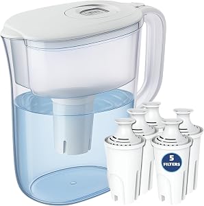 10-Cup Water Filter Pitcher with 5 Replacements & Electronic Change Reminder - Compati
