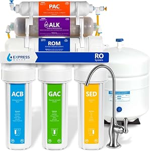 Express Water ROALK5D 10-Stage Alkaline Under Sink Reverse Osmosis Water Filter System, NS