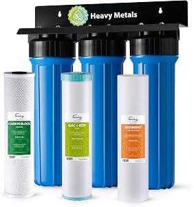 iSpring WGB32B-KS Whole House Water Filter System, 3-Stage Filtration, Reduces Heavy Metal