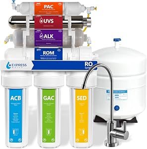 Express Water ROALKUV10M 11-Stage Alkaline Under Sink Reverse Osmosis Water Filter System,
